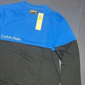 Calvin Klein Men's Two-Tone Blue and Black Long Sleeve Sweatshirt